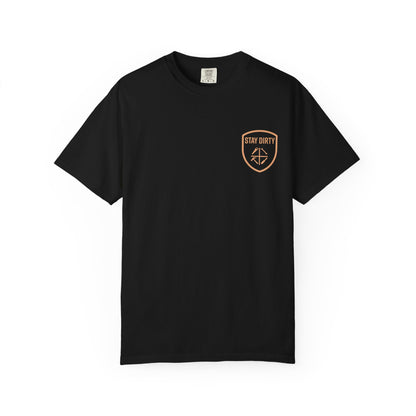 Stay Dirty Shield T-Shirt — Retro Workwear Logo Tee