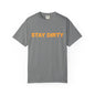 Stay Dirty Grey and Orange T shirt