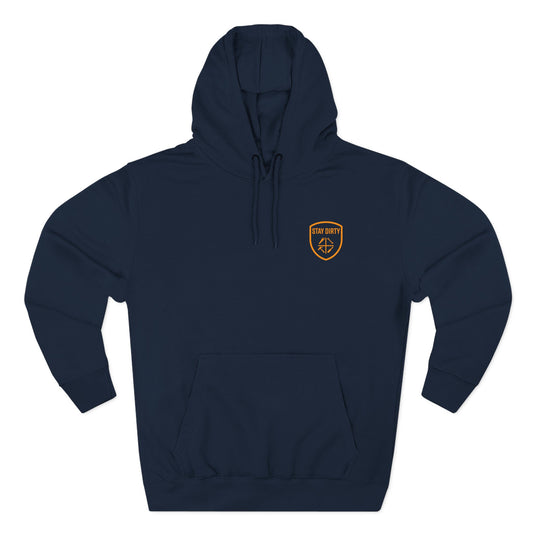 "Clean" Stay Dirty Hoodie Navy and Orange