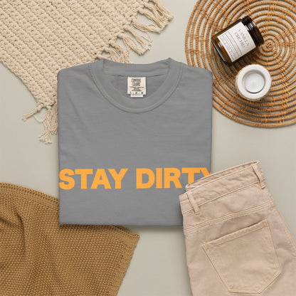Stay Dirty Grey and Orange T shirt