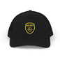 Stay Dirty Embroidered Trucker Cap — Yellow Shield Snapback Hat