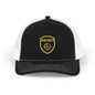 Stay Dirty Embroidered Trucker Cap — Yellow Shield Snapback Hat